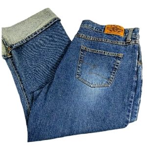 Zena Button Fly Cotton Denim Cuffed Boyfriend Ankle Jeans Women's Size 16